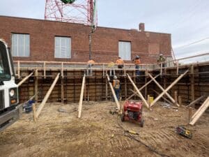 pouring concrete